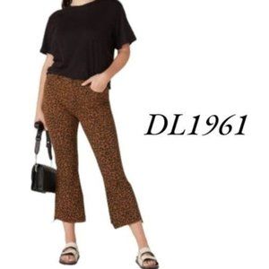 DL1961 Bridget Cropped High Rise Instasculpt Boot Jeans - Jaguar Print